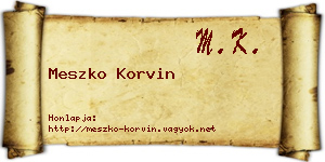 Meszko Korvin névjegykártya